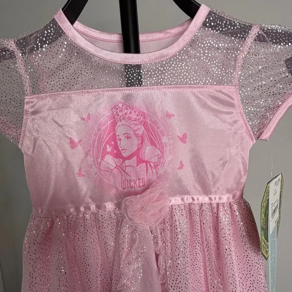 Wicked Glinda Princess Nightgown Pink Girls XS 4/5 Dress Costume New